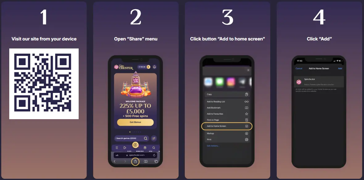 Installing the Spinchester app as a PWA from the browser