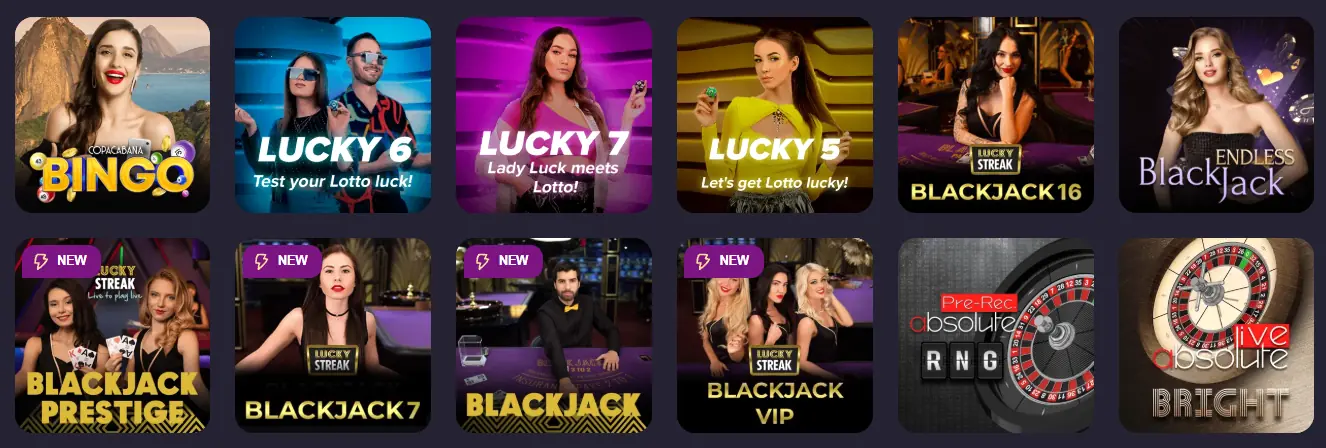 Live Casino tables with real dealers at Spinchester